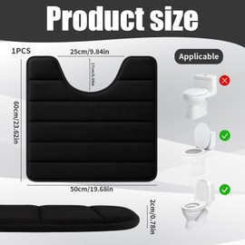 YREYBN Toilet Mat, Premium Absorbent Pedestal Mat for Toilet, Non-Slip Bathroom Floor Mat, Quick Drying Black U Shape Toilet Mats Pedestal Only, Enhances Bathroom Safety and Decor
