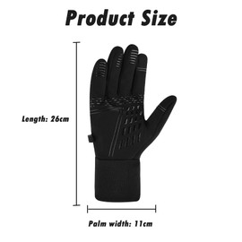 TZMFHD Waterproof Cycling Gloves, Anti Slip Thermal Gloves Men, Windproof Bike Gloves Mens, Running Gloves Winter, Black Gloves For Men Women Walking Running Driving Cycling