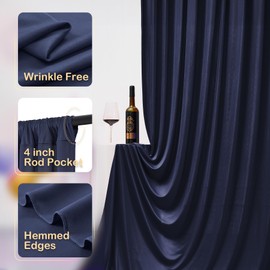 12ft x 10ft Wrinkle Free Navy Blue Backdrop Curtains for Parties, Blue Photo Backdrop Drapes 12FT Long Silky Back Drop Cloth for Wedding Birthday Photography Background Decor