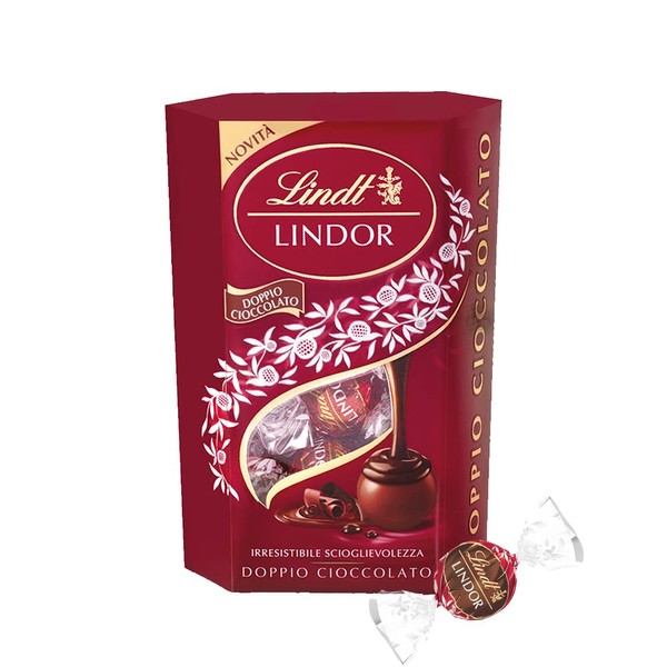 Lindt Lindor Double Chocolate, Milk Chocolate Pralines with Dark Filling, 16 Chocolates, 200 g