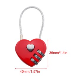 Guifeng Love Heart Digital Combination Lock Mini Outdoor Combination Lock Red 36x40mm Zinc Alloy Luggage Lock Heart Shaped Love Lock for Gym Locker Valentine's Day Gift