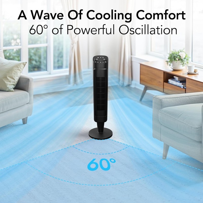 EZ-CHILL 36” Tower Fan with Remote Control for Home, 60
