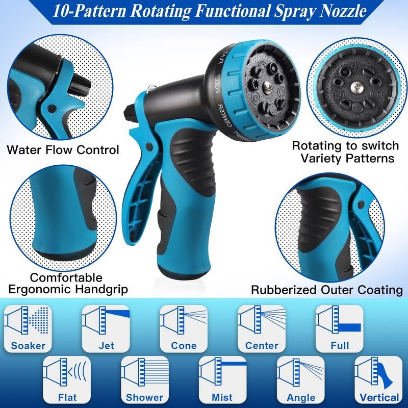 50FT/100FT Expandable Garden Water Hose with 10 Function Nozzle:_BLUE B_50FT