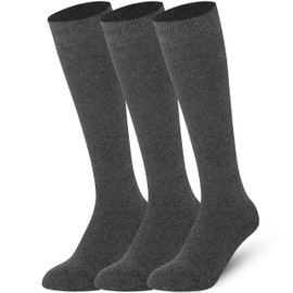 Mysocks Knee High Socks for Women and Men - 3 Pair Breathable Combed Cotton Seamless Toe Unisex Long Socks - Casual Plain High Knee Length Socks