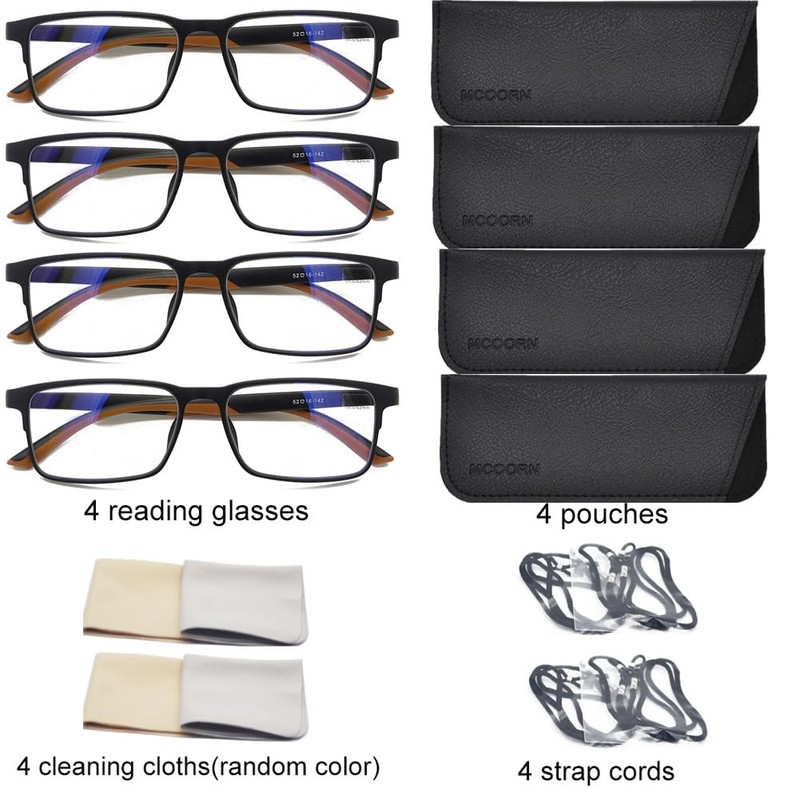 Mcoorn 4 Pack Flexible Computer Blue Light Blocking Lightweight Anti