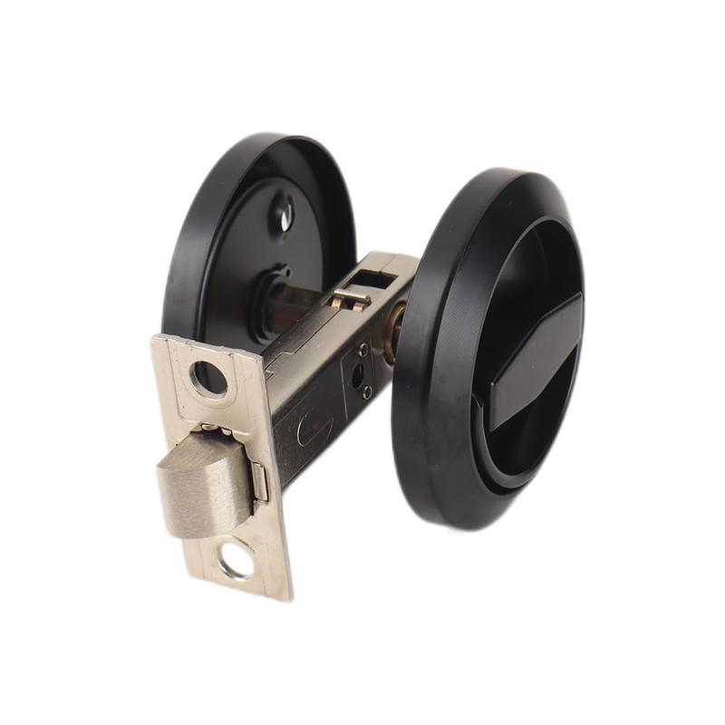 Dixiao Stainless Steel Black Round Recessed Door Lock, Hidden Install