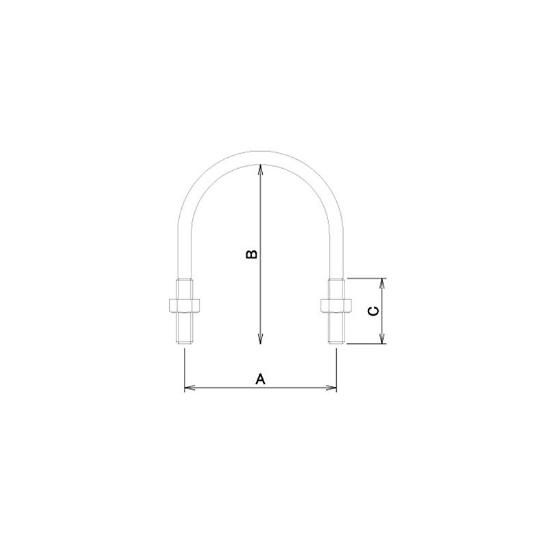 DAIDOHANT Stainless Steel U-Bolt Set [W1/4 (for 10A, with nut