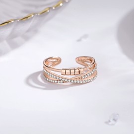 AEONSLOVE Anxiety 925 Silver Women's Anti-Stress Ring for Women, Open Fidget Rings