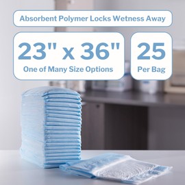 McKesson Underpads Disposable Bed Pads 23" x 36" [25 Count], Moderate Absorbency, Polymer Incontinence Chux Pads for Adults, Elderly, and Baby, Pee Pads
