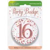 OakTree 3" Badge 16th Birthday Sparkling Fizz Rose Gold Holographic