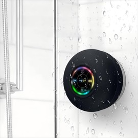 Shower Bluetooth Speaker Shower Speaker with Suction Cup Shower Speaker Music Box Mini Portable Wireless Trumpet Wireless Small Sound Bass Stereo LED for Bathroom Party Travel Home Outdoor