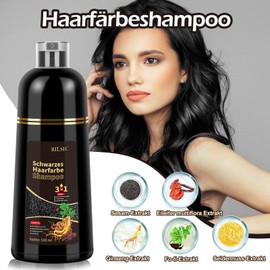 Hair Dye Shampoo - 500 ml Black Hair Dye, Black Hair Dye Shampoo 3 in 1 for Grey Hair and Beard, Colouring Shampoo for Men and Women