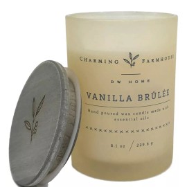 DW Home Charming Farmhouse Vanilla Brulee Scented Candle Wooden Wick 8.1 OZ/230G