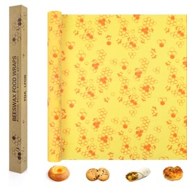Beeswax Cloths, Wax Paper, 35 x 100 cm, Natural Biodegradable Oilcloth, Reusable Beeswax Roll, Flexible Cling Film, Bees Wax Paper for Food Storage