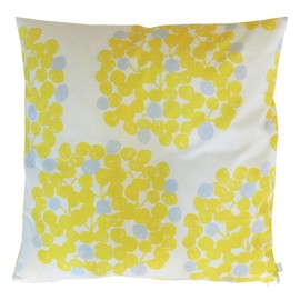 Quarter Report Rieko Oka Design Cotton Linen Material Zabuton (Zabuton) Cover, Float, Yellow, Approx. 21.7 x 23.2 inches (55 x 59 cm), Meisenban, Floral Pattern, Plant Pattern, Made in Japan
