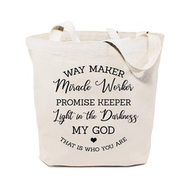 GXVUIS Waymaker Canvas Tote Bag for Women Christian Scripture Reusable Grocery Shoulder Shopping Bags Work Funny Gifts White