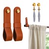 2PCS Leather Curtain Rod Holder, Leather Strap Bracket, PU Leather