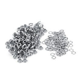100Pcs Grommets 5mm Hole Metal Eyelets Grommet Brass Antique Style Eyelet Repair Replacement with Washers for Leather Craft Sewing, DIY Projects, Arts & Crafts Decoration, Clothing Tags (Silver)