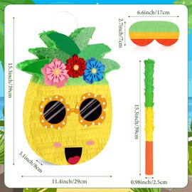 Hooqict Pineapple Pinata with Blindfold and Bat Summer Party Pinata for Kids Luau Party Decorations Hawaiian Tropical Themed Birthday Party Supplies