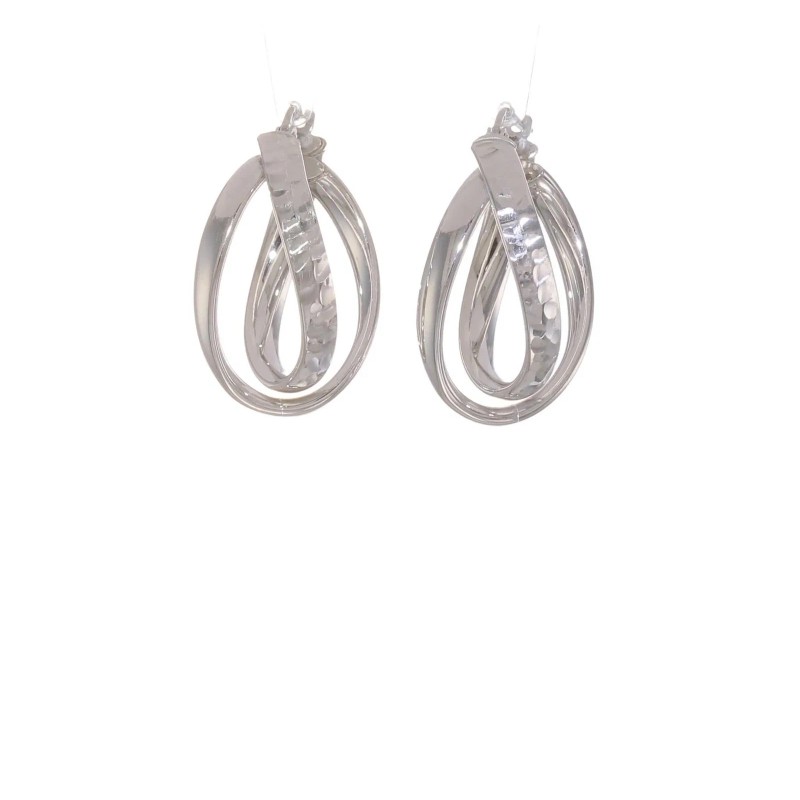 Unbranded 26mm Sterling Silver Polished and Textured Fancy Hoop Earrings