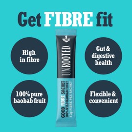 UNROOTED Good Fibre Baobab Powder Sachets x7 - Daily High Fibre Sachets - 100% Fruit - Source of Vitamin C - Supports Immunity, Good Gut and Digestion- Organic, Vegan, No Added Sugar, Gluten Free