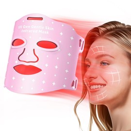 Heating Red Infrared Light Therapy For Face, 25°C-32°C Led Face Mask Light Therapy To Improve 22 Skin Conditions At Home, 3 Modes Portable Red Light Therapy For Face With Timing Function