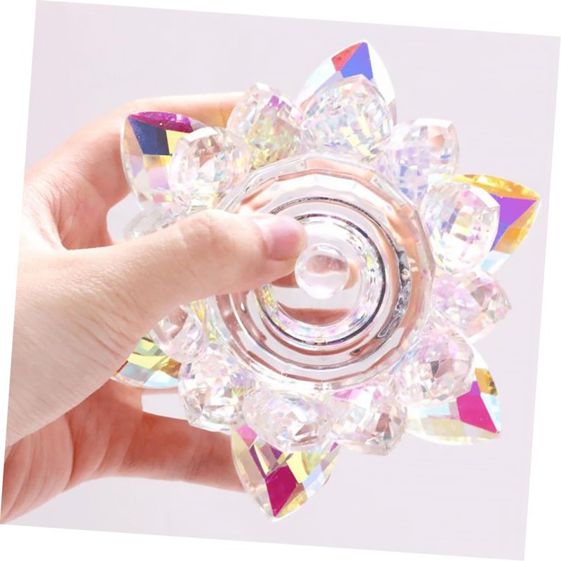 VICASKY Elegant Crystal Nail Art Wash Cup with Lid Lotus