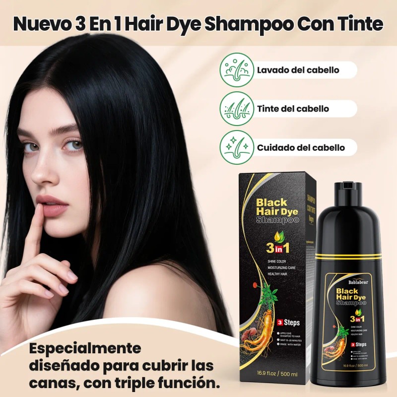 Shampoo Para Canas 500ml Natural Jengibre Tinte Cubre Canas