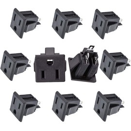 Panel Mount Outlet Power Socket 10Pcs US Plug 3 Pins AC 15A 125V Panel Screw Mount Type Female Connectors Adapter Black