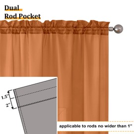 Aiyufeng - Cortinas translúcidas en 2 paneles, filtrado de luz, ventilación, bolsillos de barra, para la cocina, dormitorio, sala, cada una de 102 cm de ancho por 160 cm de largo, color naranja