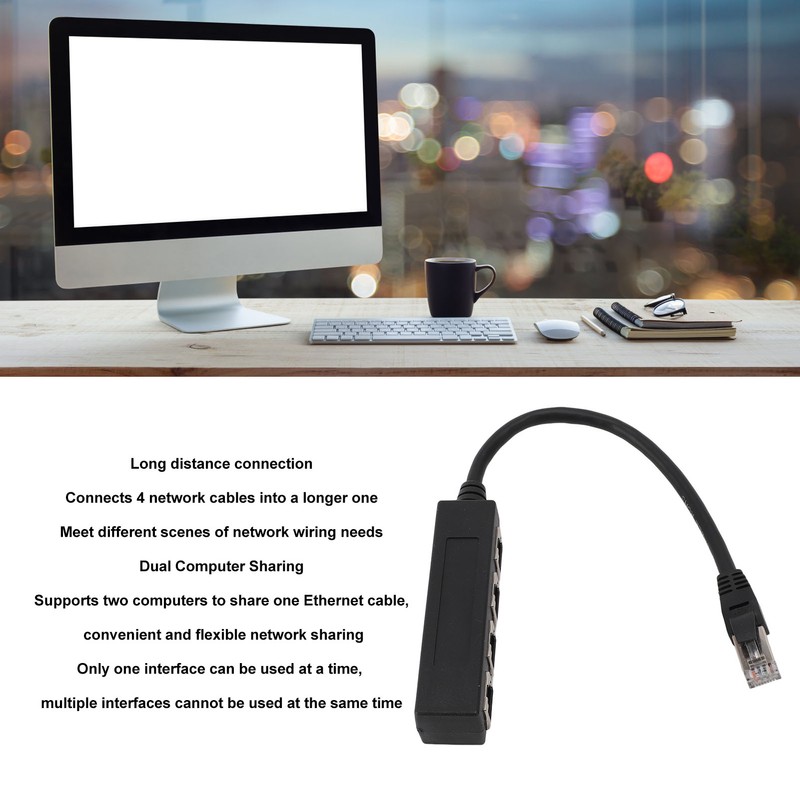 Ethernet Splitter Professional 1 to 4 Ports High Speed 100Mbps