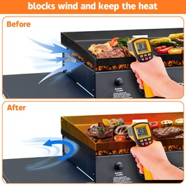 ZHSX Wind Guards for Blackstone 28 inch Griddle,Magnetic Design Stainless Steel Screens Protect Flame Hold Heat Gas Saving Fit Blackstone Griddle Accessories Compatible with Rear Grease Cup(black)