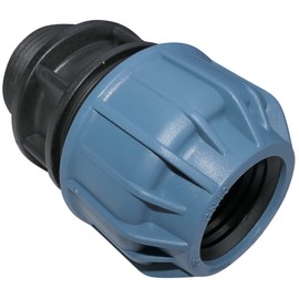 AERZETIX - C51915 - Set of 2 sleeves/thread adapters - compression reducer straight - connection external thread 1 1/4 inch - for water hose diameter 32 mm - made of polypropylene - connector/repair