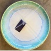 Rachel Roy Aqua Blue Watercolor Edge MELAMINE Dinner Plates / Bowl Set Of 4