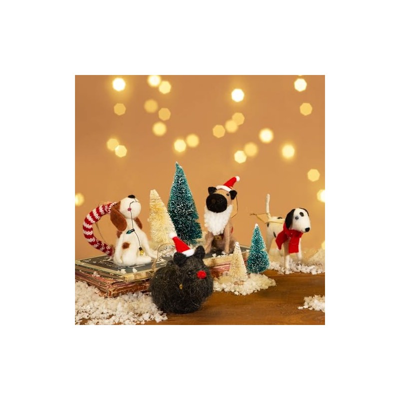 Dog With Fairy Lights Felt Decoration