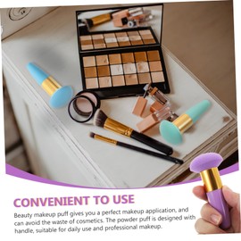 IWOWHERO 4Pcs Long Handle Makeup Applicator Set Soft Latex Powder Sponges for Loose Powder for Women’s Makeup Application Reusable and Washable Beauty Tools