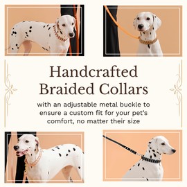 Albcorp Handmade PVC Coated Dog Collar | Luxury Braided Waterproof Collar for Small to Large Dogs | Adjustable, Durable & Easy to Clean | Stylish Design for Walks & Training. Rose Blush/Cream,Medium