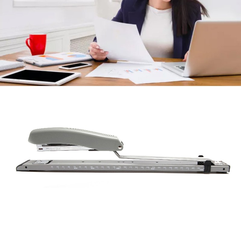 Stapler Desktop Large Capacity Metal Long Arm Handheld Stapler with