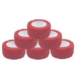 Set of 6 Easy Flex Cohesive Bandage 2.5 cm x 4.5 m (Stretched) + 1 x varivendo Notepad (6 x Red)