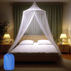 Sublaga Sublaga Round Mosquito Net for Bed, Large White Bed Canopy for Girls, Hanging Bed Net, Ideal for Bedroom Decorative, Travel with Storage Bag (Round)