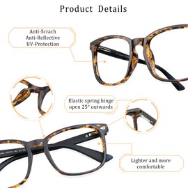 LifeArt Bifocal Reading Glasses, Transition Photochromic Dark Grey Sunglasses, Computer Reading Glasses, Anti Glare (Tortoise, +0.00/+1.50 Magnification)