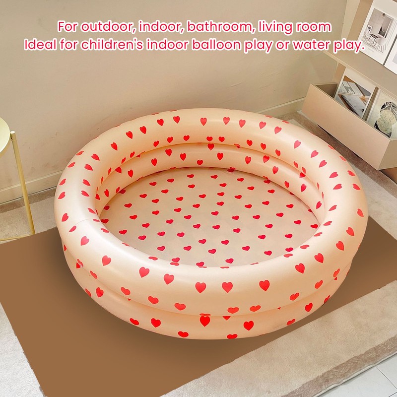 Round Inflatable Swimming Pool Vintage Heart Pattern Thicken Kids Paddling