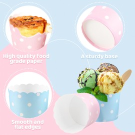 Pack of 50 Paper Ice Cream Cups, CIYIN Cupcake Moulds, Ice Cream Parlour Cups, Paper Ice Cream Cups, Waffle Cups for Dessert, Party & Catering