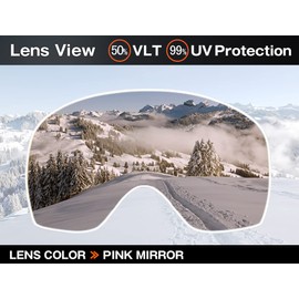 ZERO TECH BASE Replacement Lens compatible with Smith Snow Goggles Interchangeable Lens Mirror Lens I/OX Pink Mirror