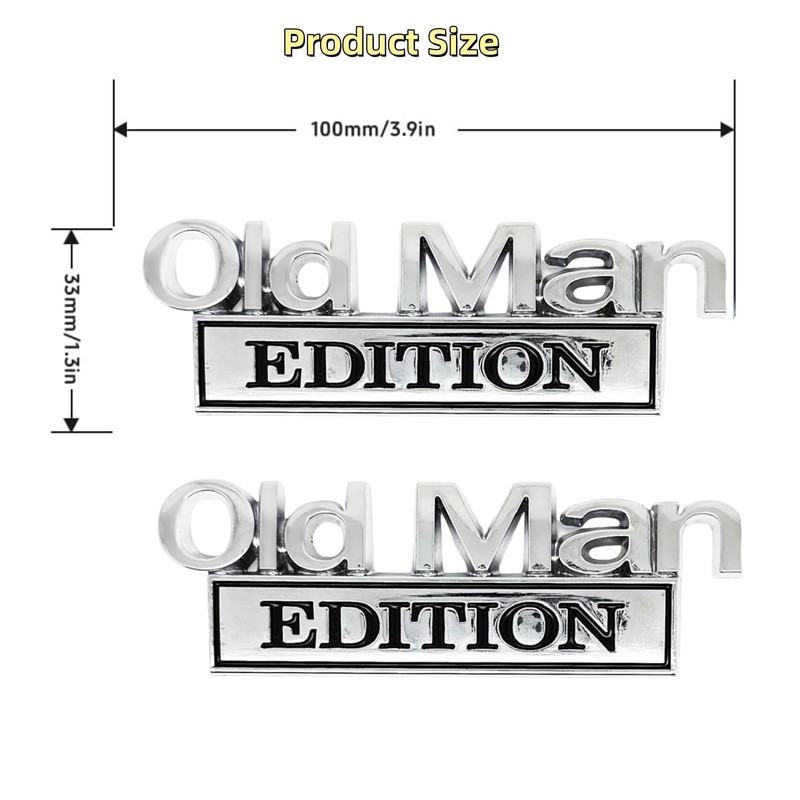 2PCS Old Man Edition Car Badge,3D Emblem Sticker Badge Old