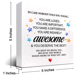 In Case Nobody Told You Today You are Awesome Wood Block Sign Desk Decor,Inspirational Encouragement Wooden Box Plaque Sign Desk Decor for Classroom Home Office Dorm Shelf Table Decorations
