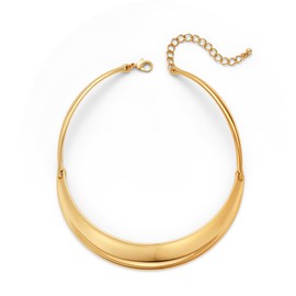 LILIE&WHITE Gold Curved Bar Collar Necklaces For Women Fashion Chunky Gold Necklace Accessories Trendy Choker Collar Necklace Chunky Statement Necklaces Elegance Adjustable Summer Gift