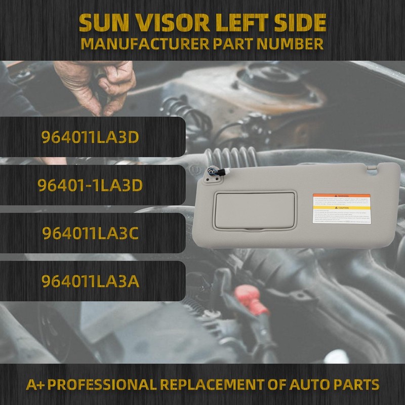 Dasbecan Gray Left Driver Side Sun Visor Compatible with Infiniti