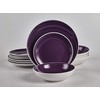 HomeVss Stoneware Coupe Shape 12pc Dinner Set, Outside White +