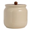 Creative Co-Op, Ivory Stoneware Canister with Acacia Wood Lid, Color